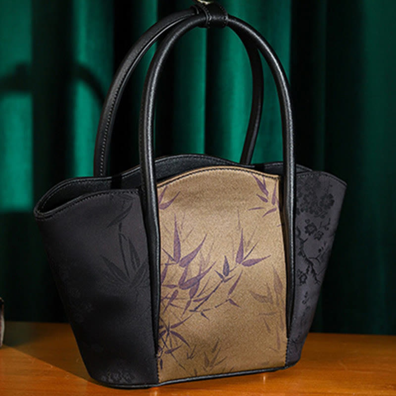 Gold Bamboo Print Vintage Crossbody Bag 31cm