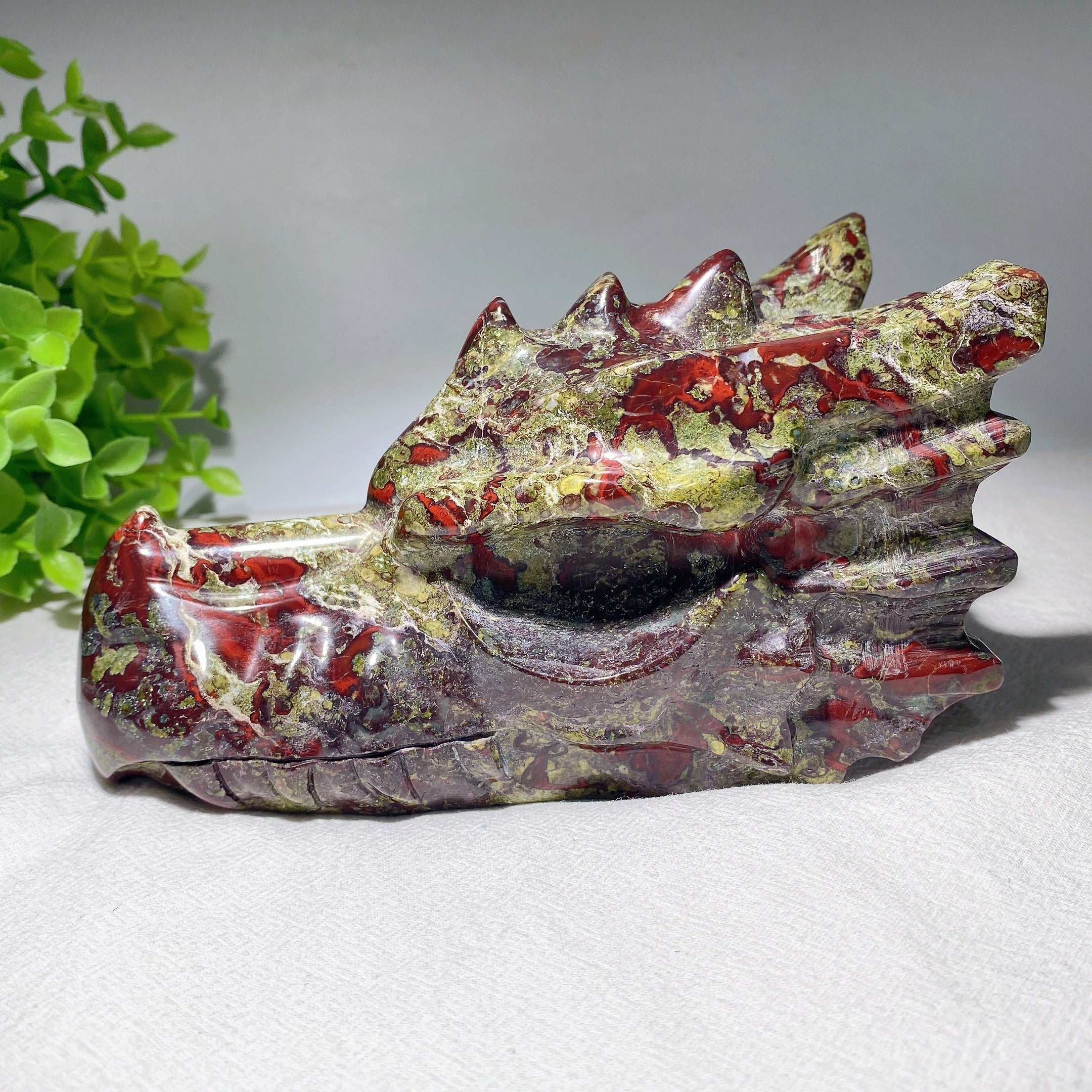 6.0 inch Dragon Blood Stone Head Carving for Healing