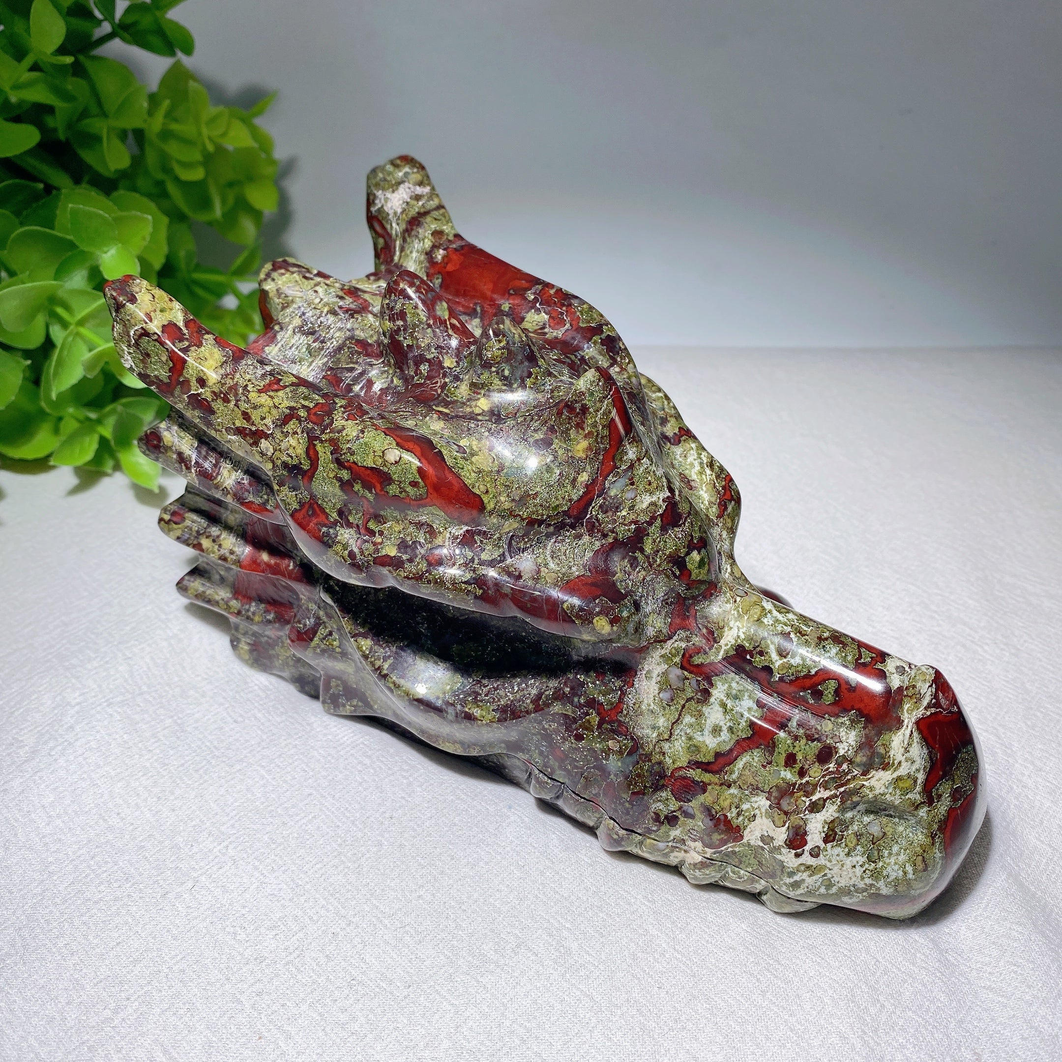 6.0 inch Dragon Blood Stone Head Carving for Healing