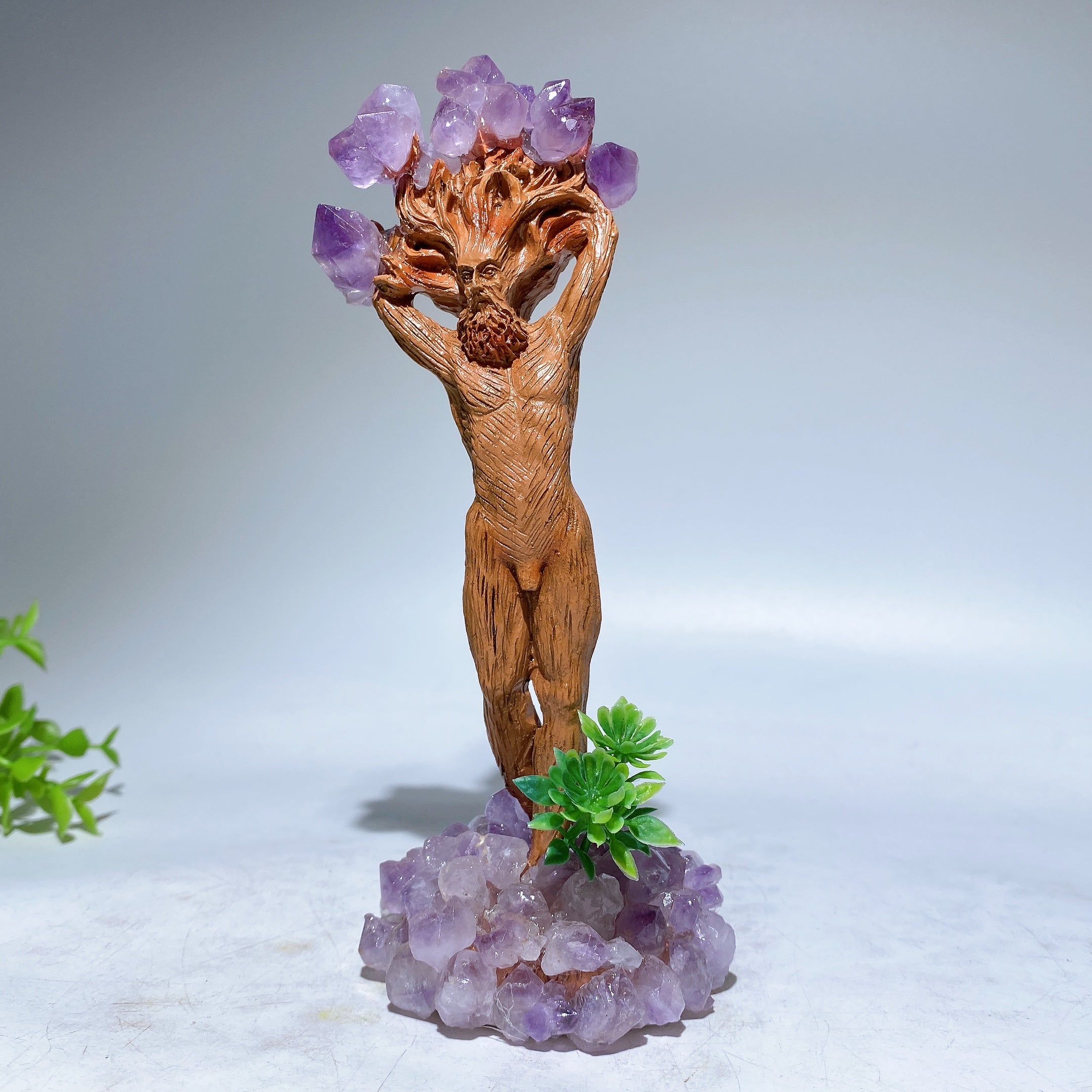 6.1 inch Amethyst Wooden Tree Elf Figurine