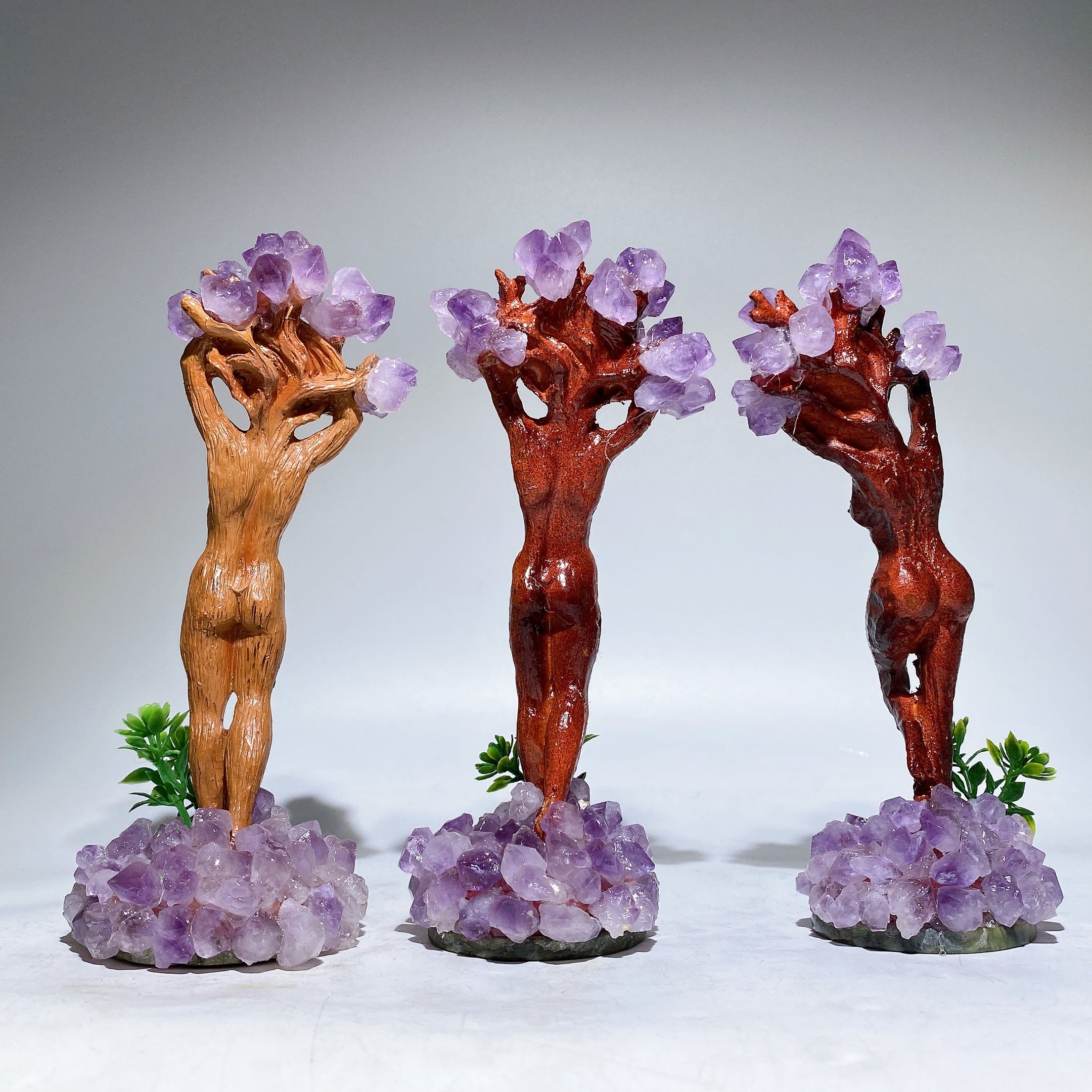 6.1 inch Amethyst Wooden Tree Elf Figurine