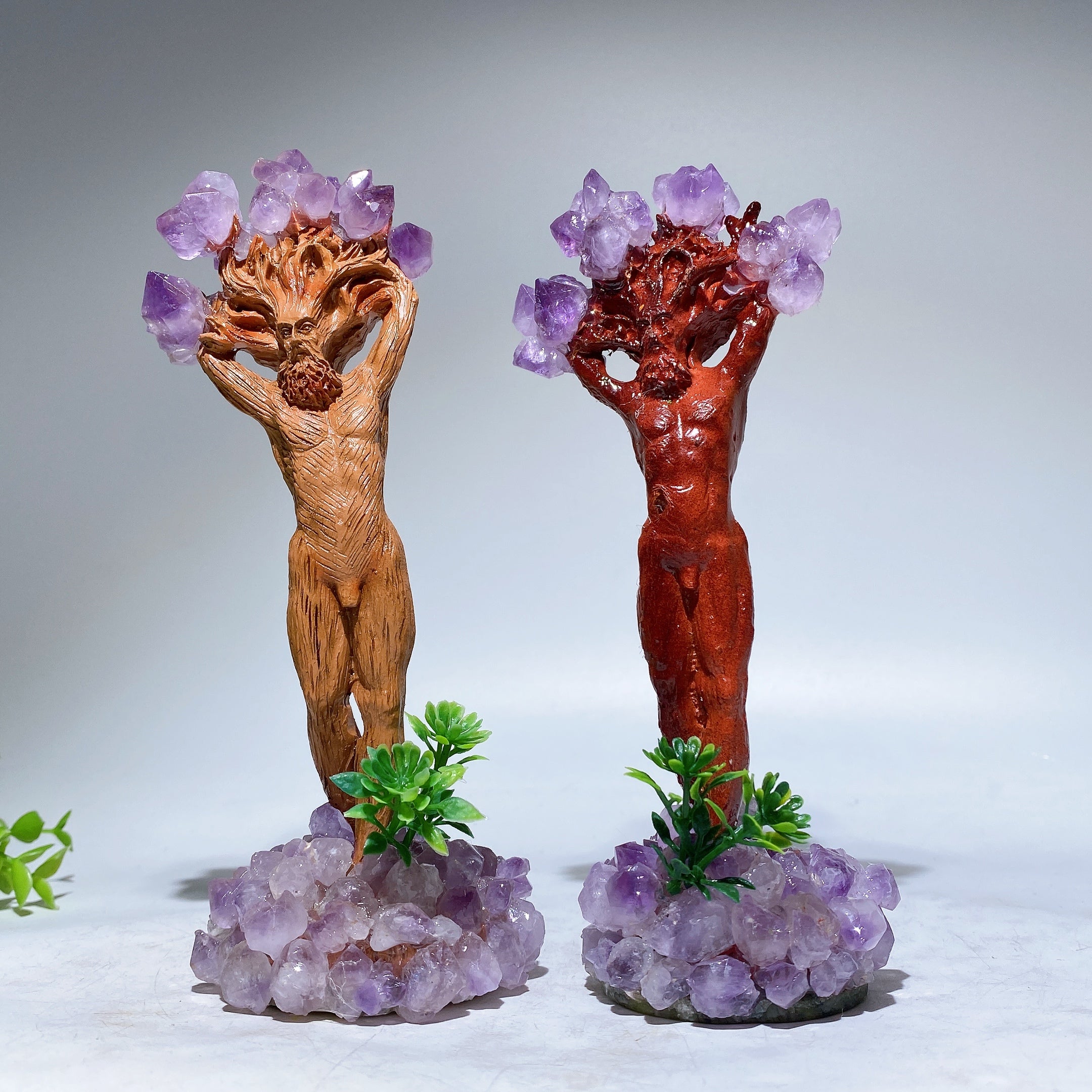 6.1 inch Amethyst Wooden Tree Elf Figurine