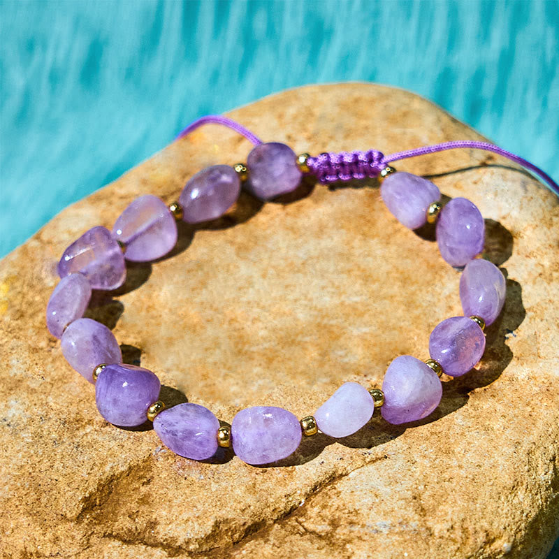 6-10mm Amethyst Balance Bracelet with Irregular Shape String
