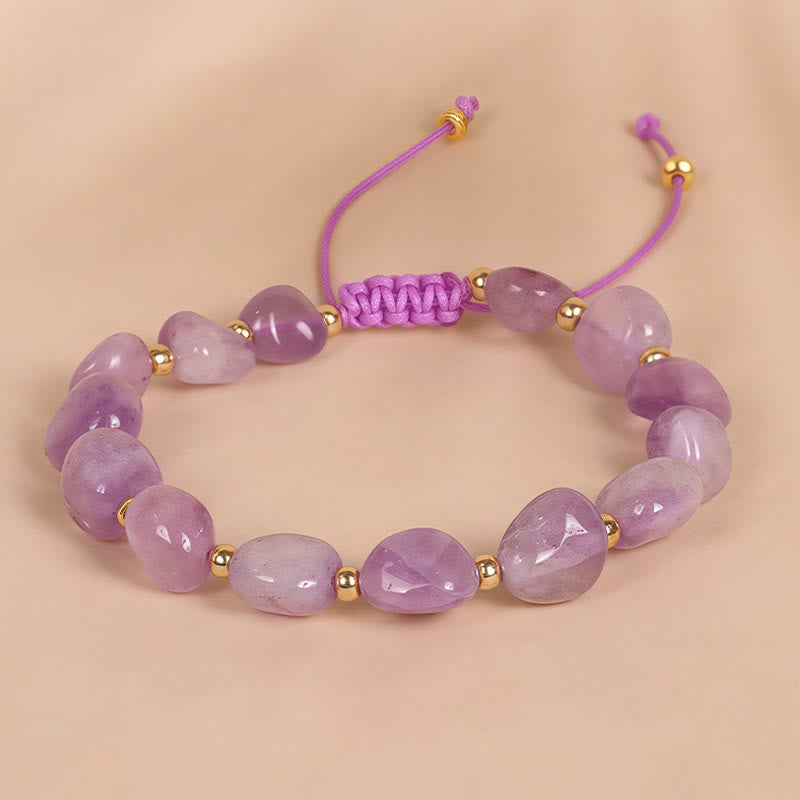 6-10mm Amethyst Balance Bracelet with Irregular Shape String