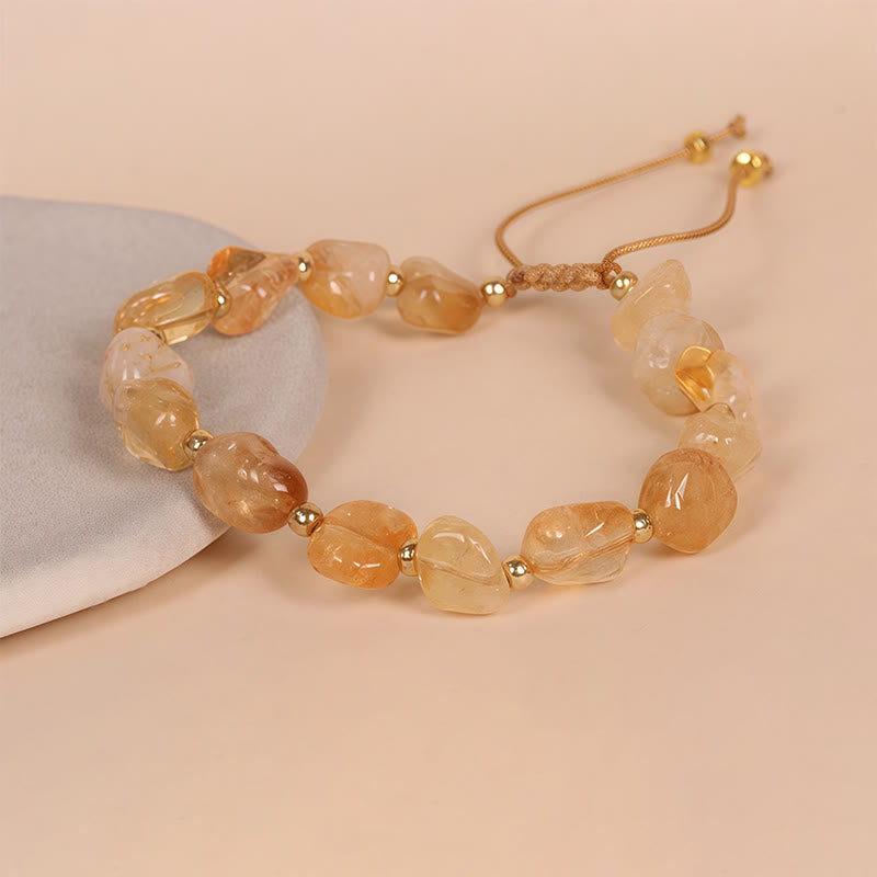 6-10mm Citrine Happiness Bracelet for Women - Handmade Prosperity