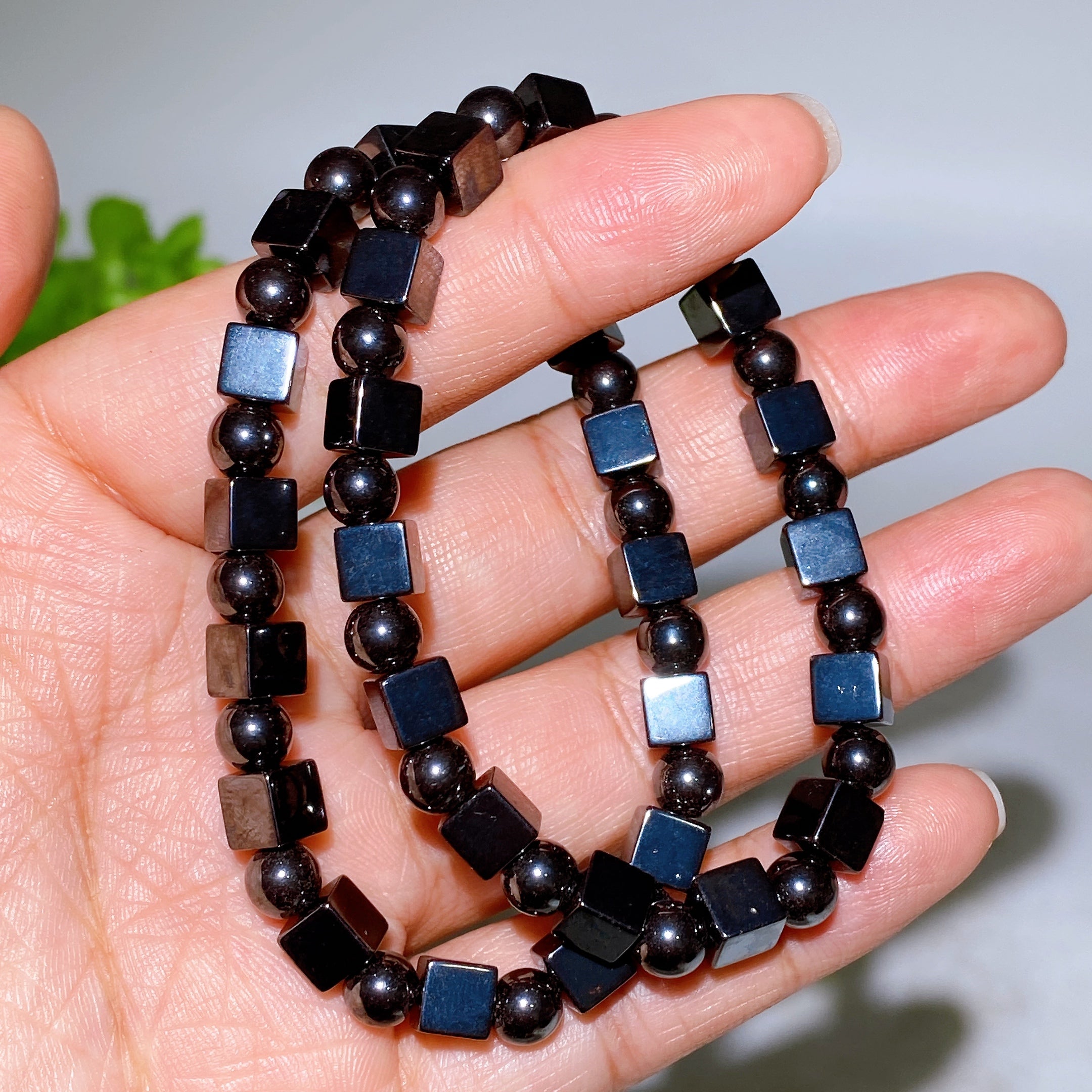 6-10mm Hematite Spiritual Bracelet for Protection & Healing