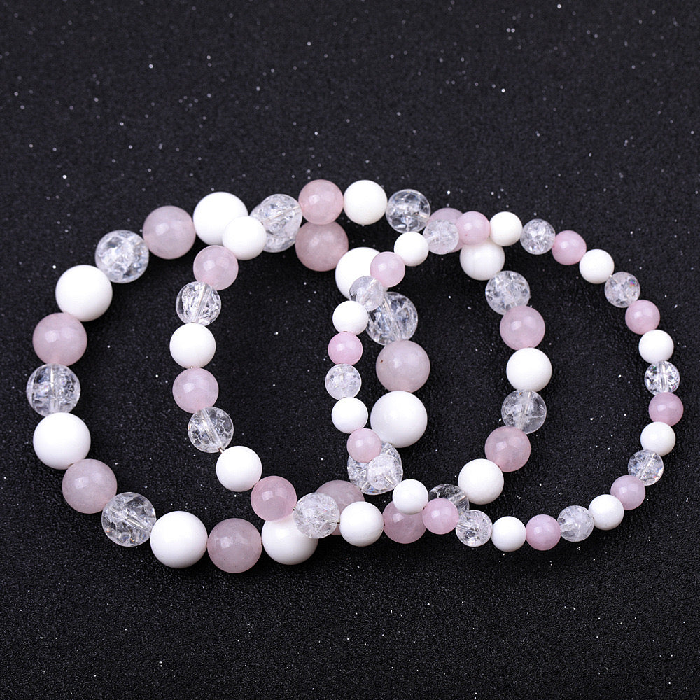 6-10mm Rose Quartz Jade Clear Quartz Spiritual Bracelet