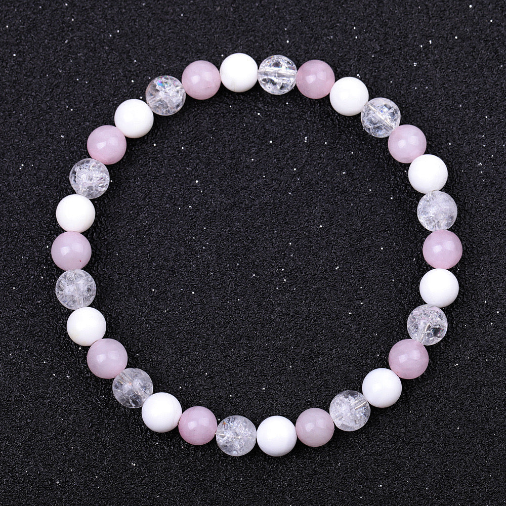 6-10mm Rose Quartz Jade Clear Quartz Spiritual Bracelet