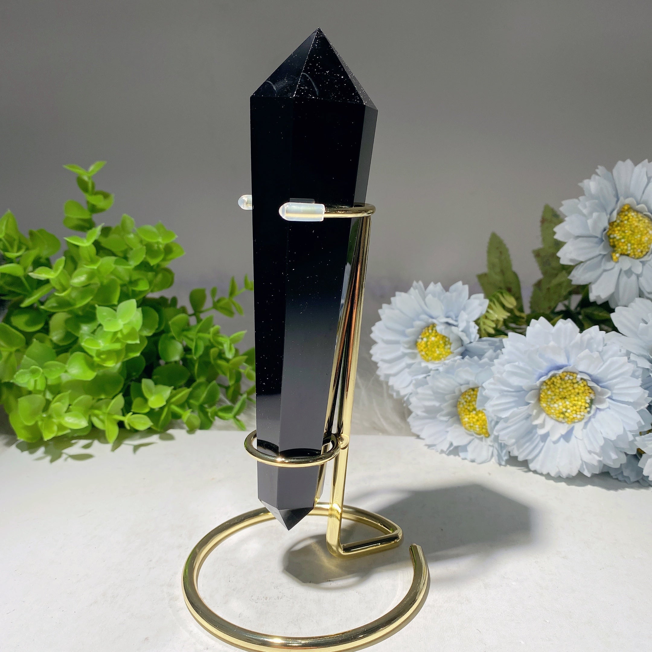 6.2 inch Black Obsidian Crystal Point with Stand