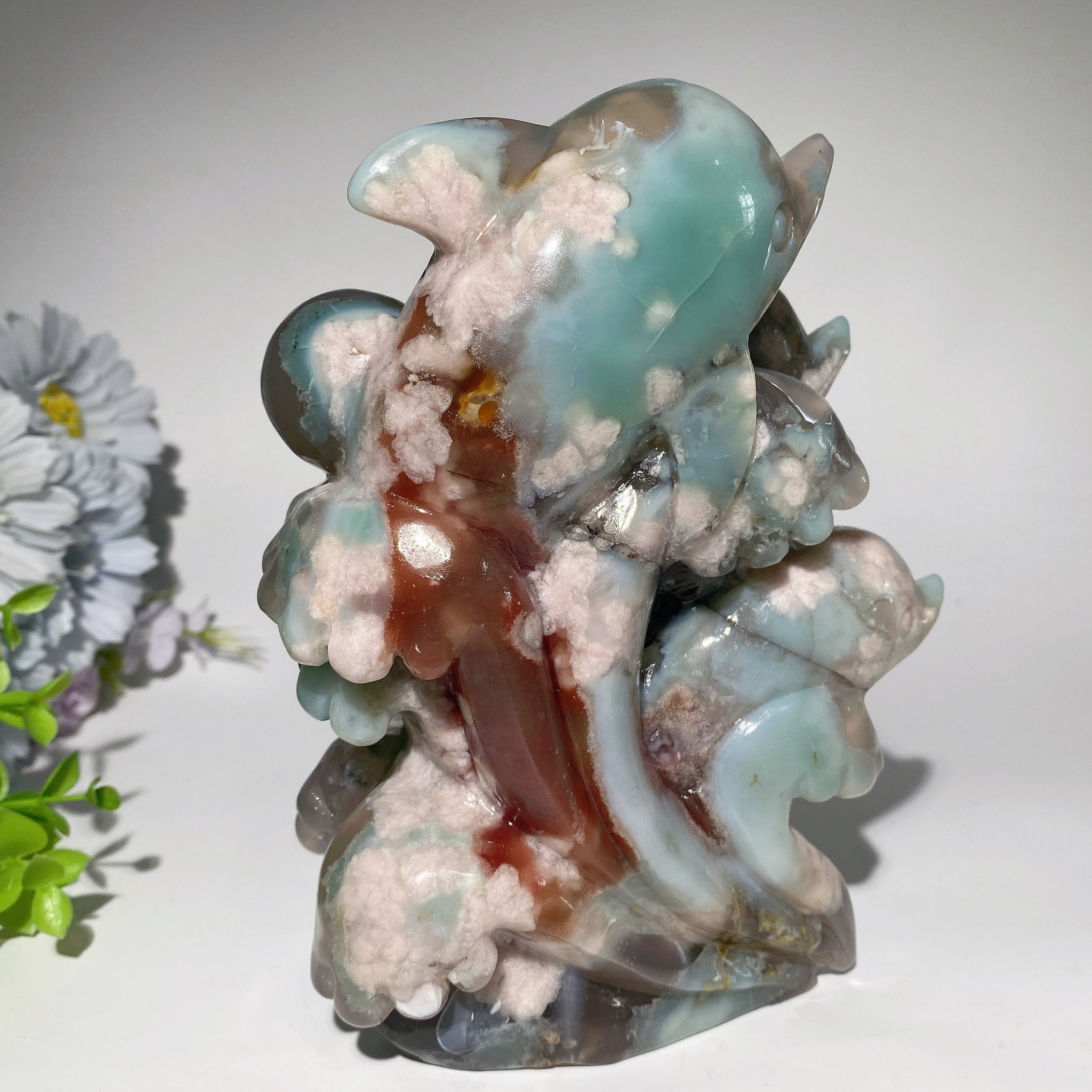 6.6 Inch Green Crystal Dolphin Sculpture