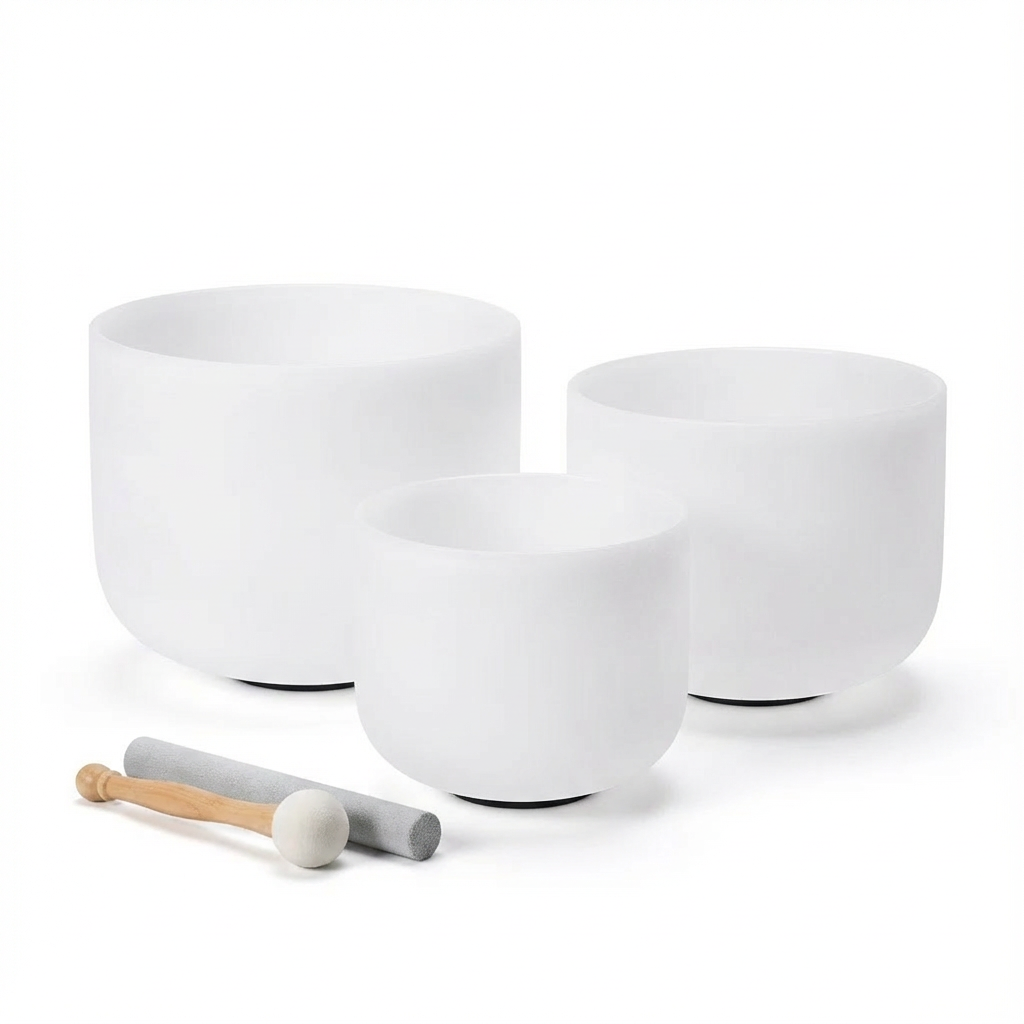 6 8 10 Inch Quartz Crystal Singing Bowl Set for Sound Bath