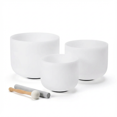 6 8 10 Inch Quartz Crystal Singing Bowl Set for Sound Bath