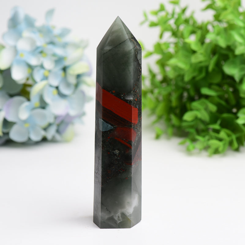 6-8 Inch Africa Blood Stone Crystal Tower for Healing