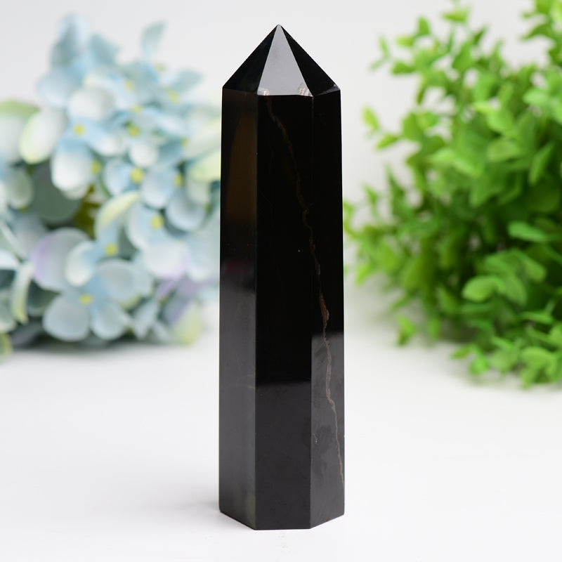 6 to 8 Inch Blue Tiger Eye Crystal Tower for Spiritual Healing
