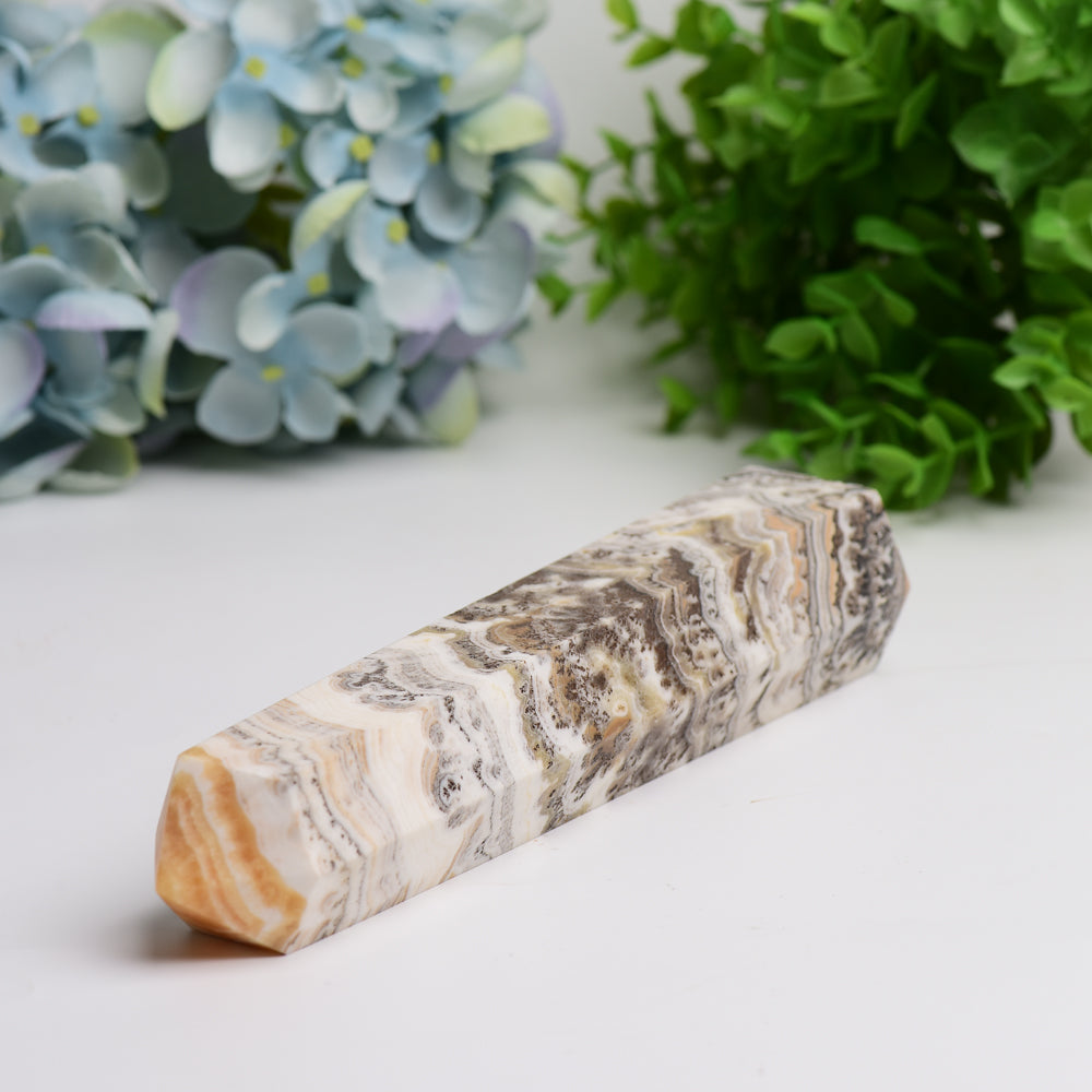 6-8 Inch Grass Calcite Crystal Tower for Healing Energy