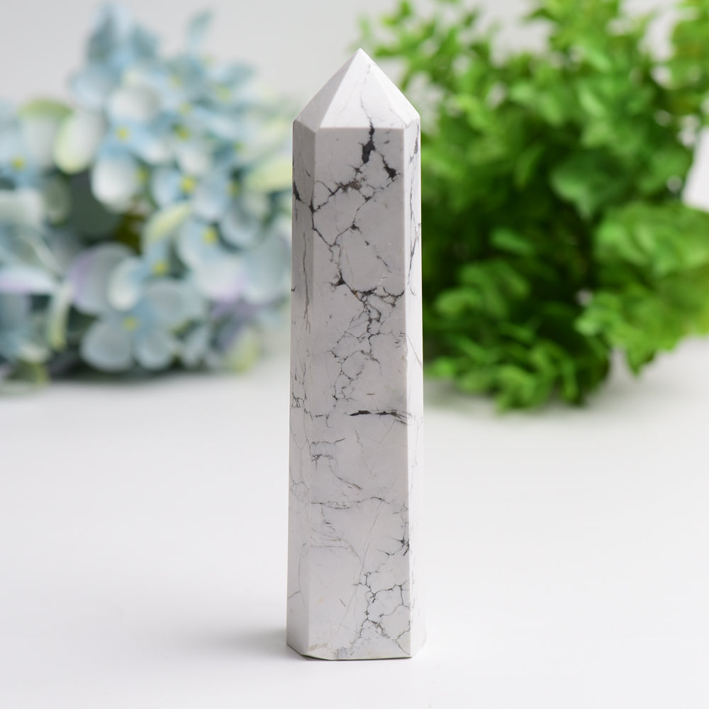 6 to 8 Inch Howlite Crystal Tower for Healing Energy