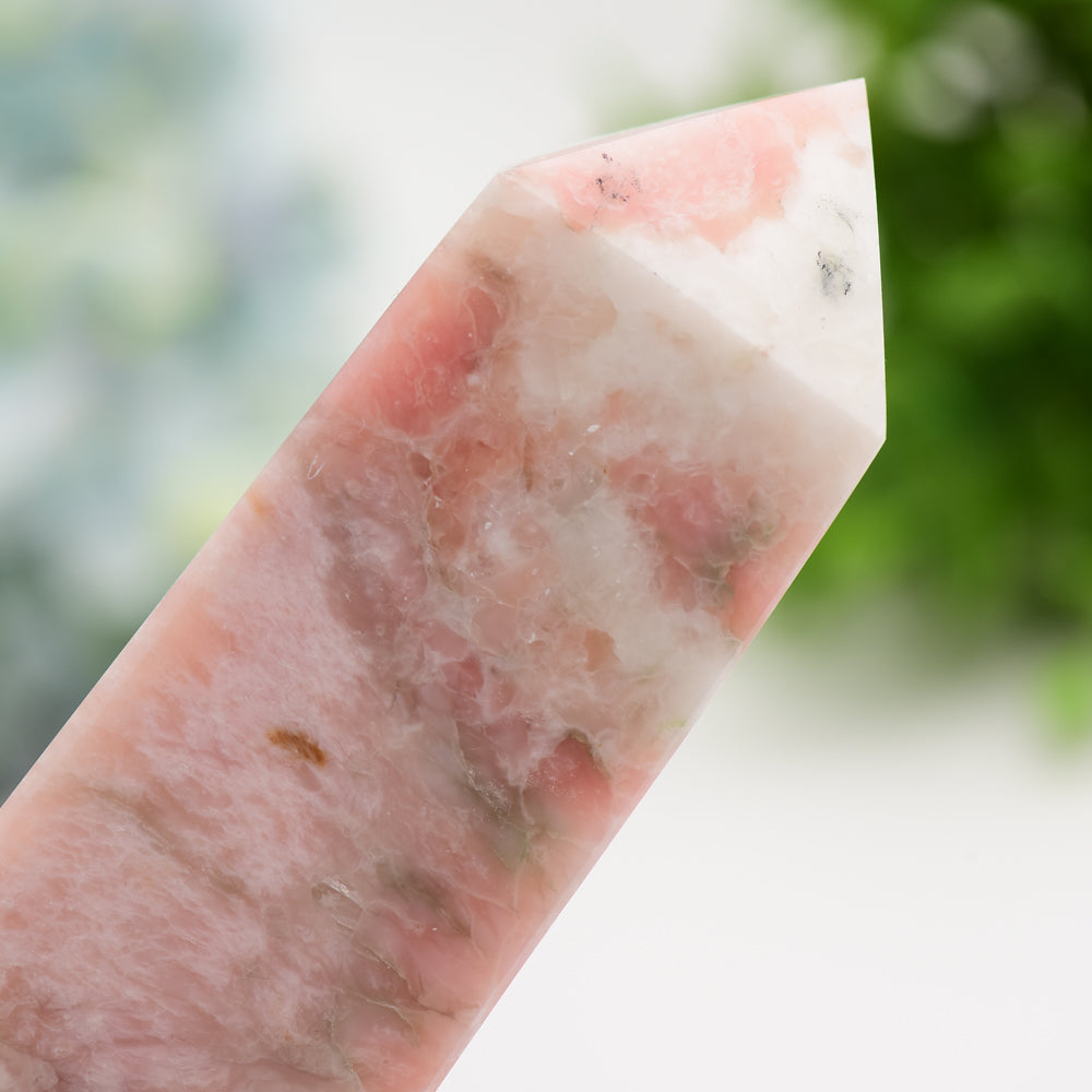 6 to 8 Inch Pink Jade Crystal Tower for Healing & Energy