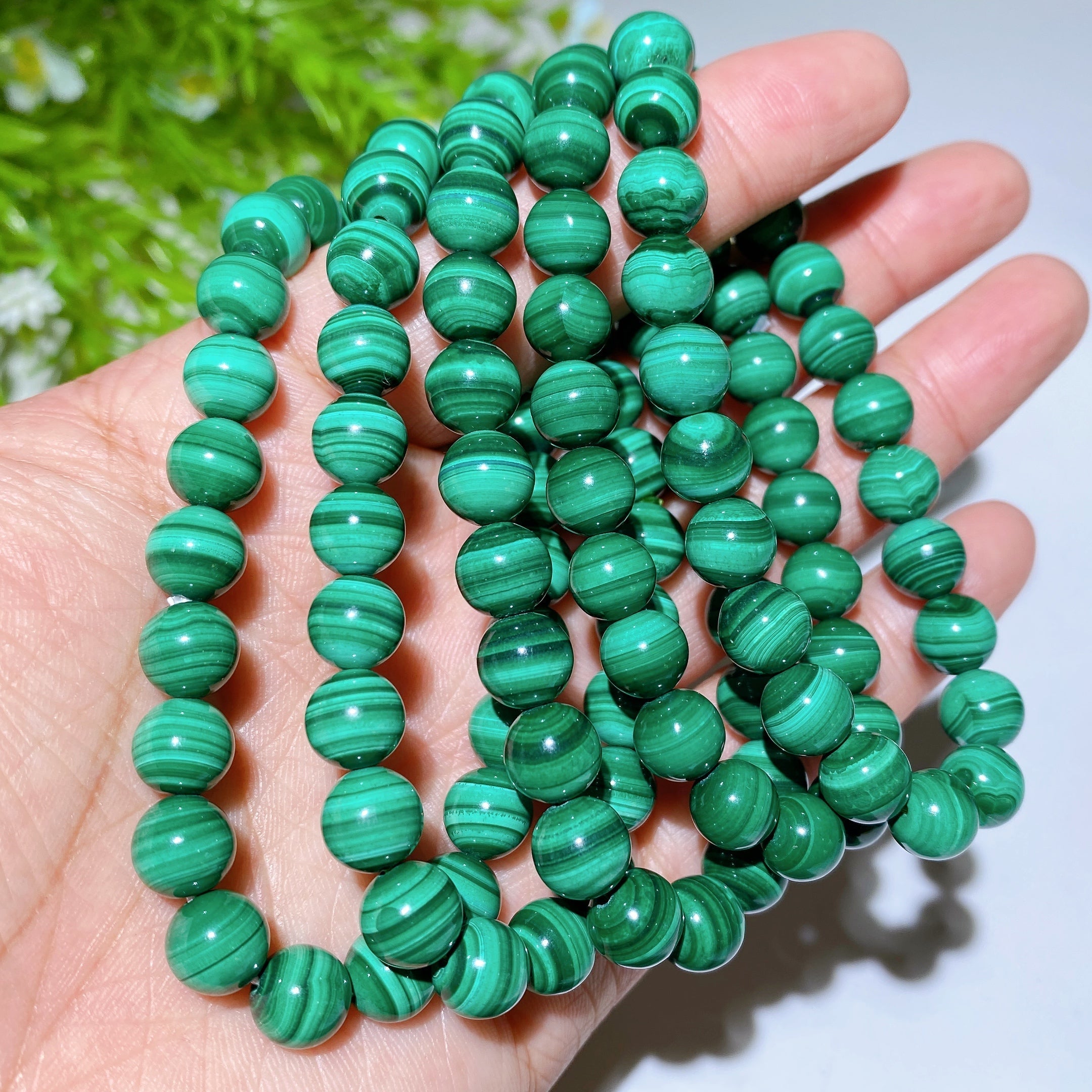 6-8mm Malachite Crystal Healing Bracelet for Balance