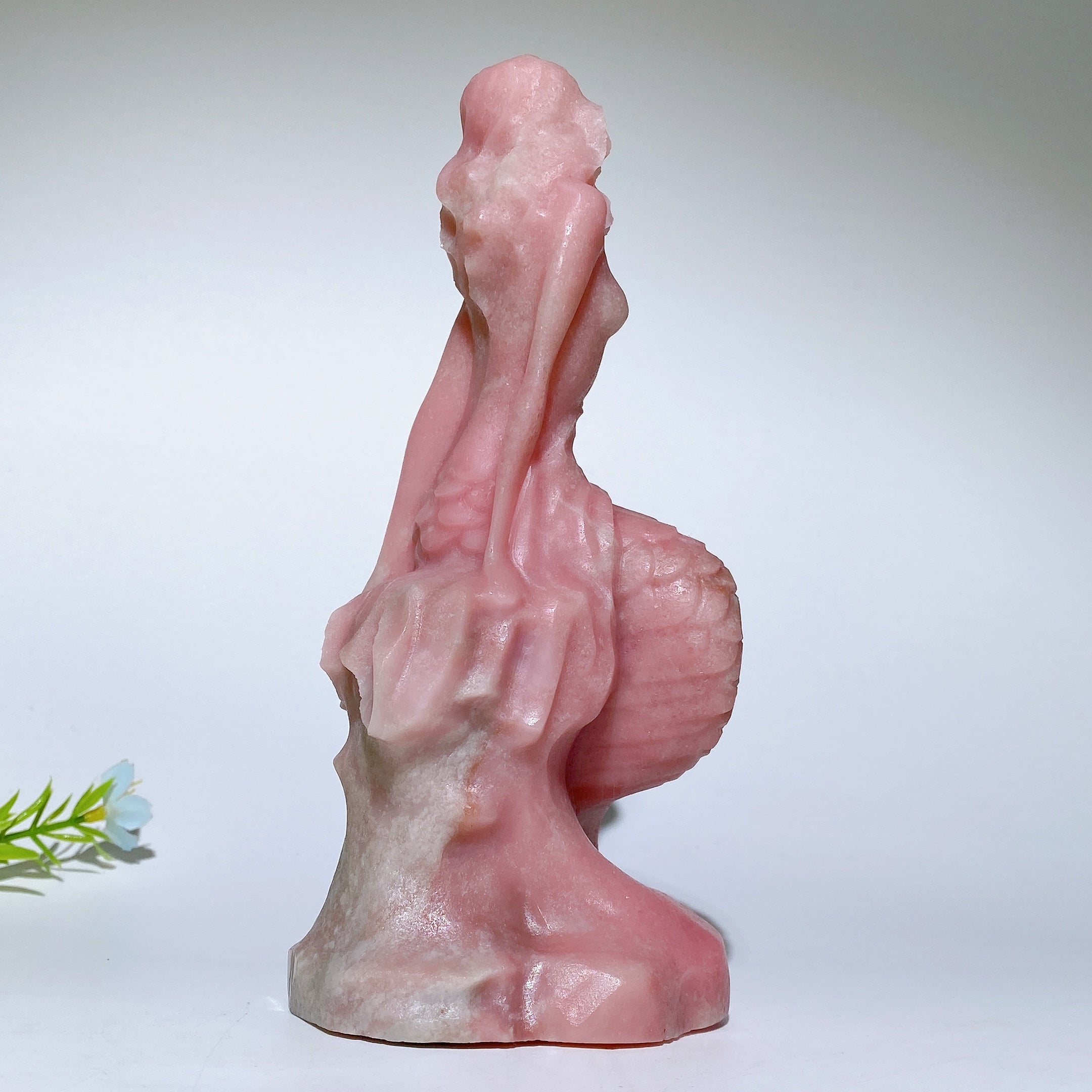 6.9 inch Pink Jade Mermaid Crystal Figurine Carving