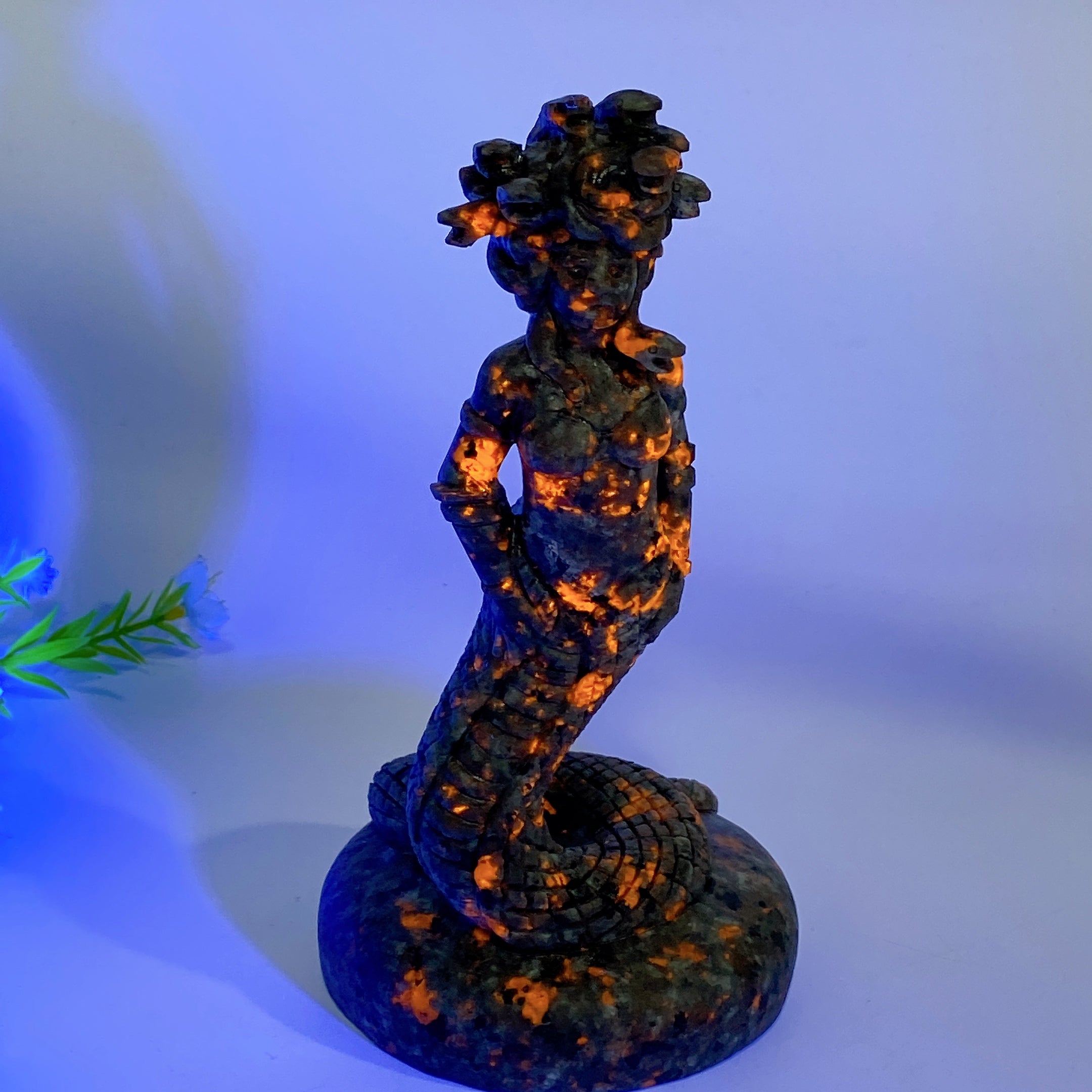 6.9 inch Yooperlite Garnet Medusa Crystal Figurine