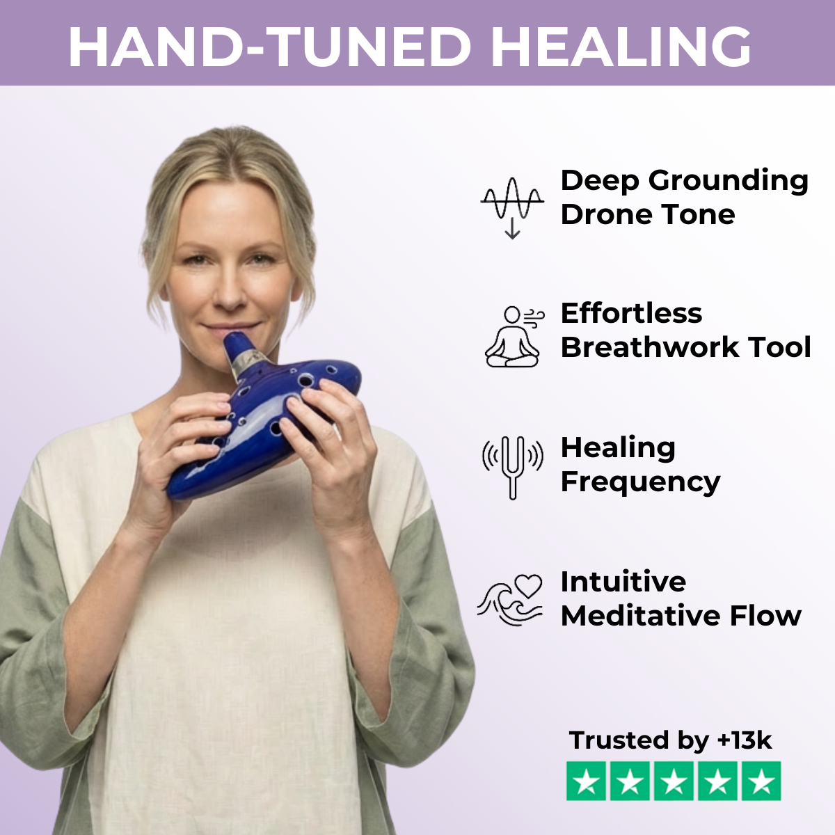 6 Hole Alto C Ocarina Pendant - Perfect Musical Gift