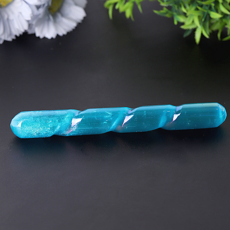 6 inch Aura Angel Selenite Crystal Wand for Meditation