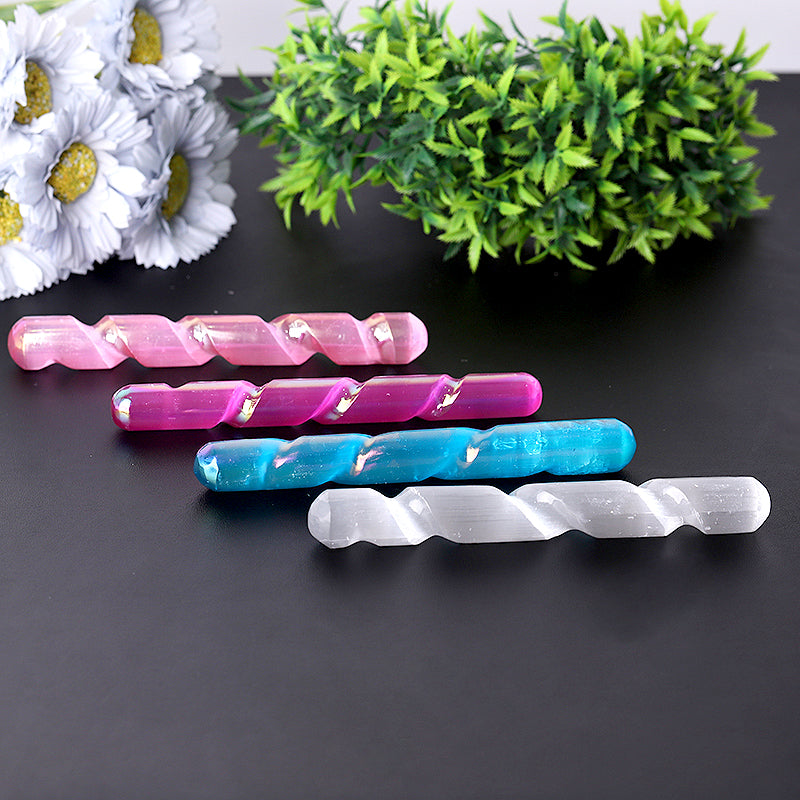6 inch Aura Angel Selenite Crystal Wand for Meditation
