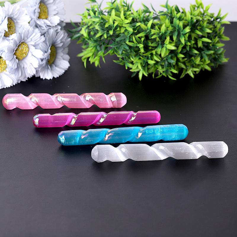 6 Inch Aura Selenite Crystal Wand for Clarity and Peace