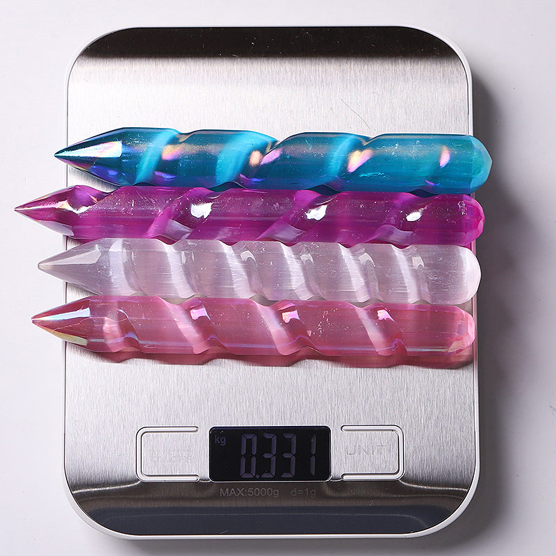 6-inch Aura Spiral Selenite Crystal Healing Wand