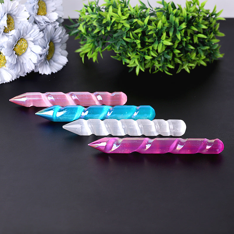 6-inch Aura Spiral Selenite Crystal Healing Wand