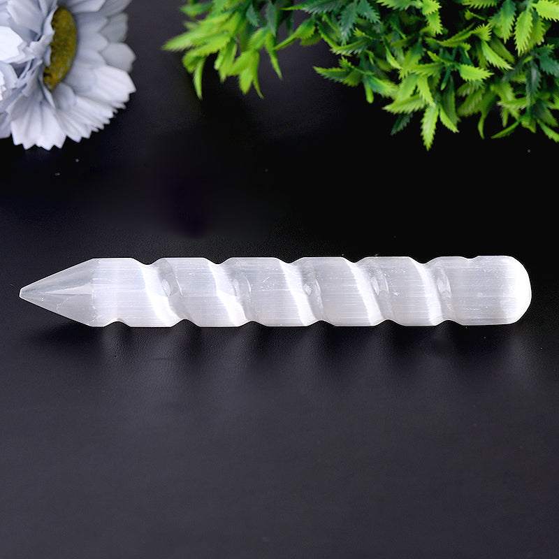 6-inch Aura Spiral Selenite Crystal Healing Wand