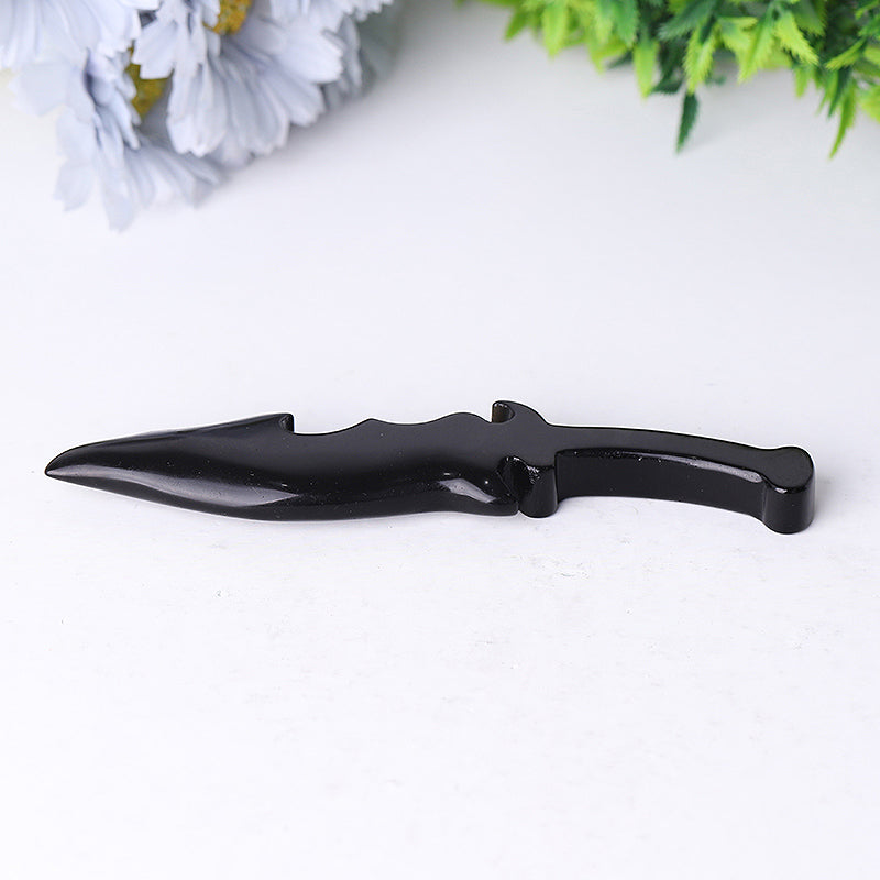 6-inch Black Obsidian Knife Crystal Shape for Protection