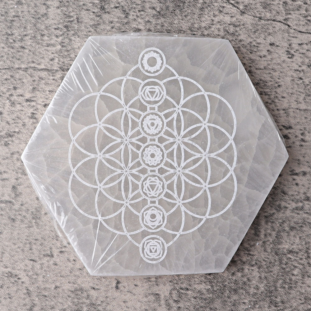 6 inch Hexagon Selenite Crystal Charging Coaster