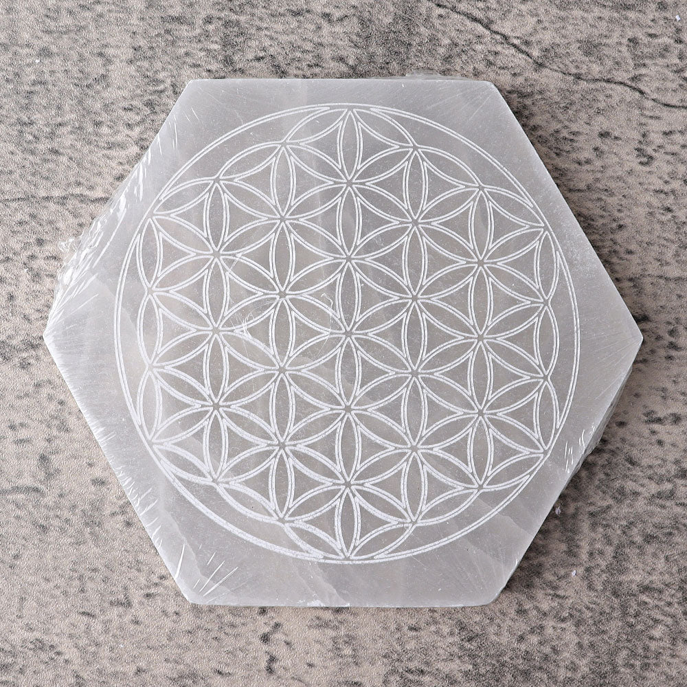 6 inch Hexagon Selenite Crystal Charging Coaster