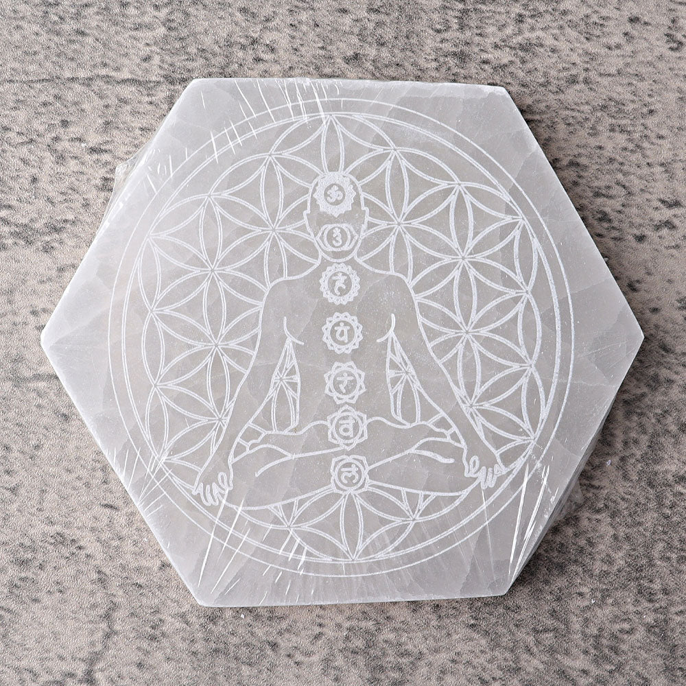 6 inch Hexagon Selenite Crystal Charging Coaster