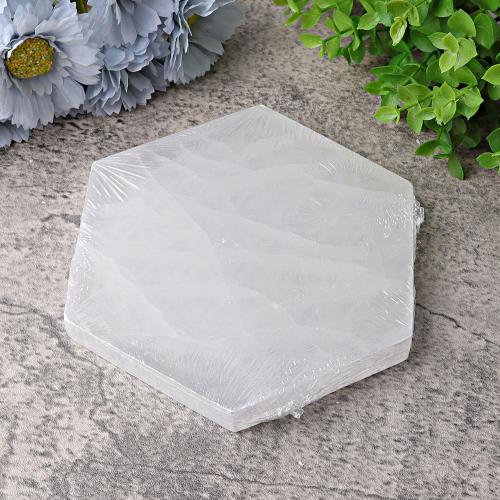 6 inch Hexagon Selenite Crystal Charging Coaster