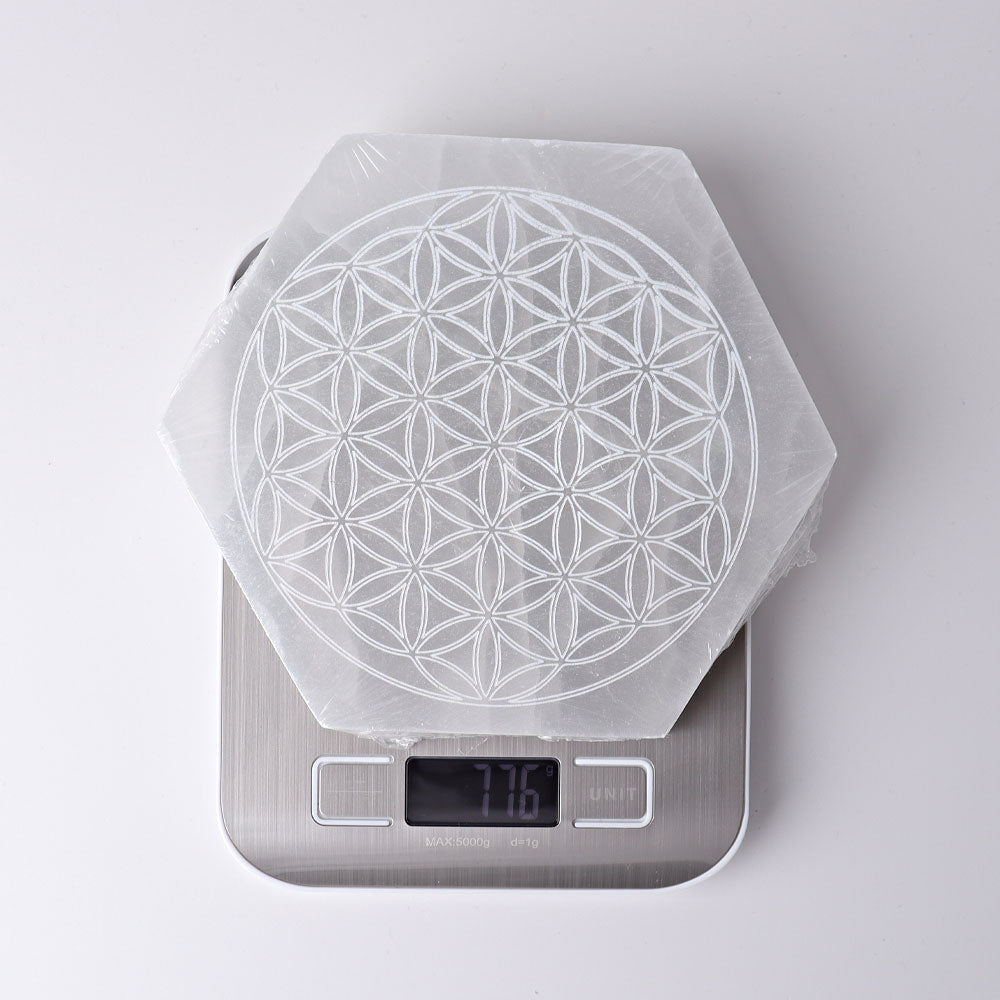 6 inch Hexagon Selenite Crystal Charging Coaster