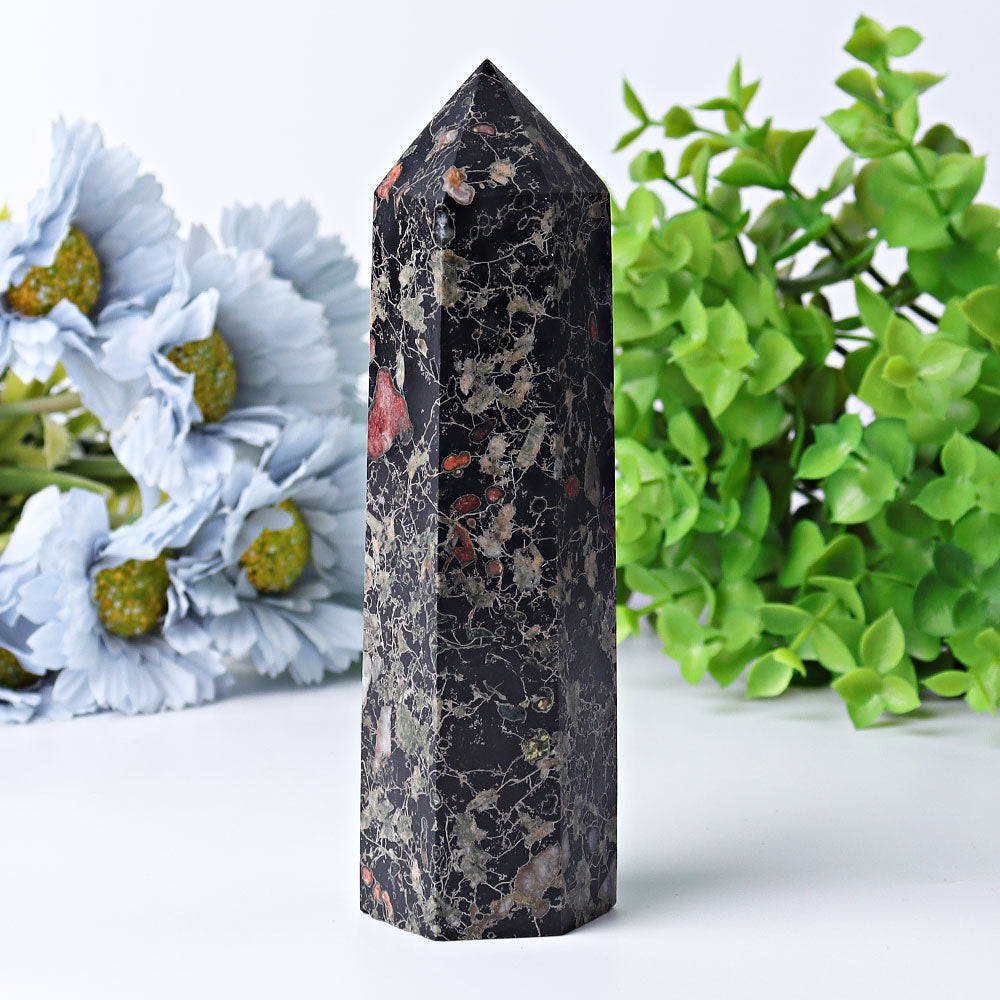 6 Inch Plum Blossom Jade Crystal Tower for Healing