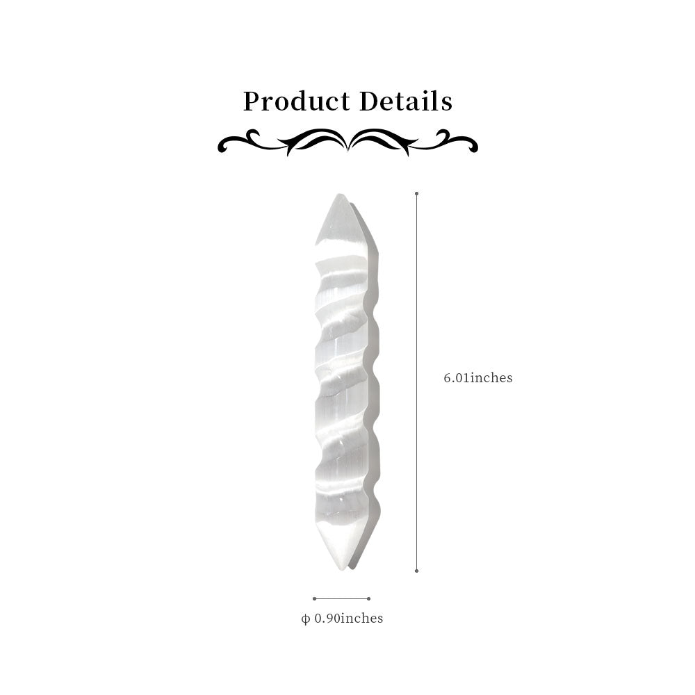 6 Inch Selenite Spiral Double Terminated Crystal Wand