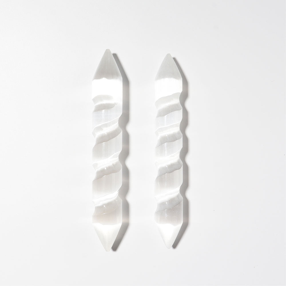 6 Inch Selenite Spiral Double Terminated Crystal Wand