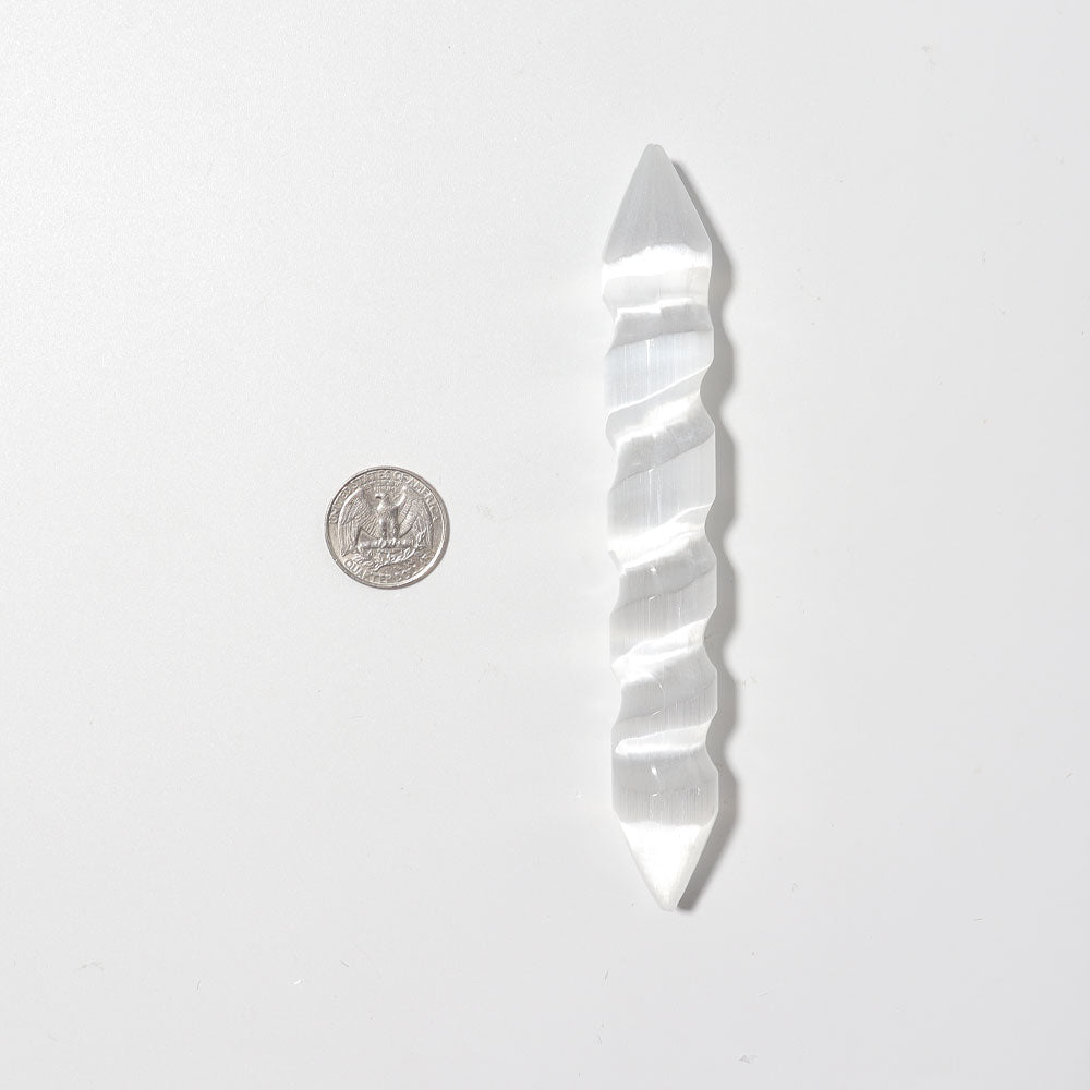 6 Inch Selenite Spiral Double Terminated Crystal Wand