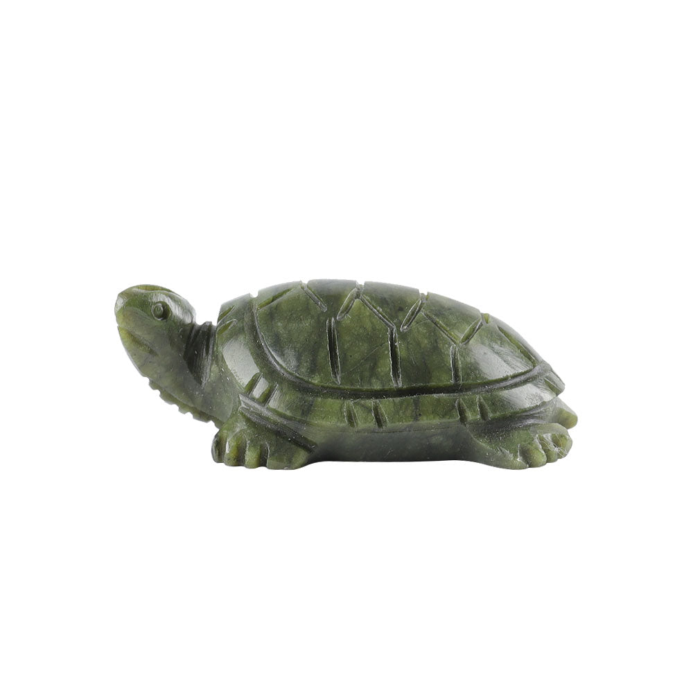 6-inch Serpentine Crystal Turtle Carving for Prosperity
