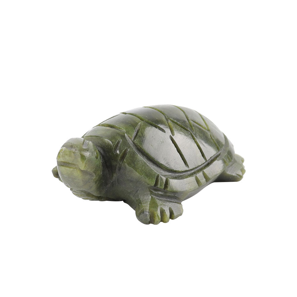 6-inch Serpentine Crystal Turtle Carving for Prosperity