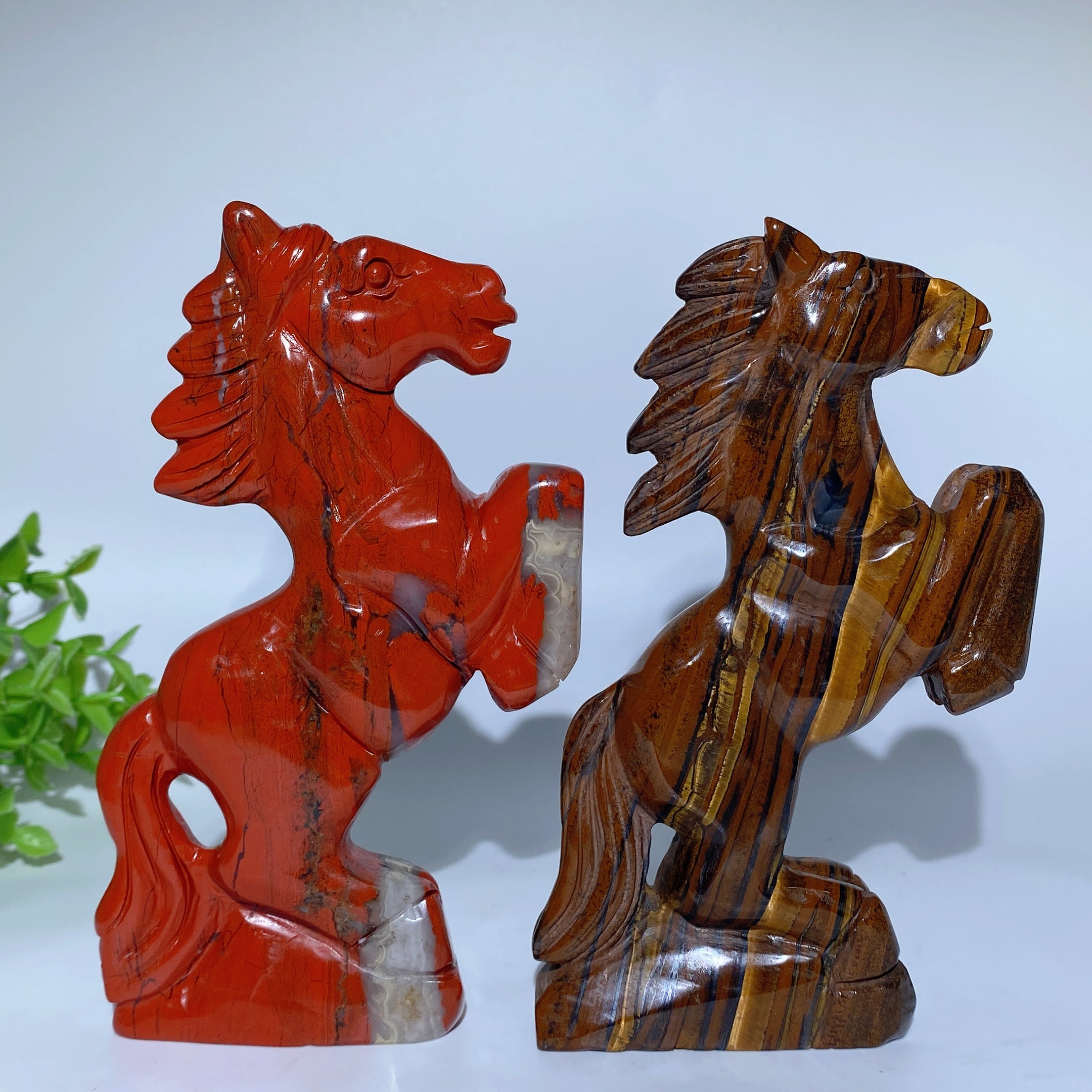 6" Red Jasper & Yellow Tiger Eye Horse Crystal Animals