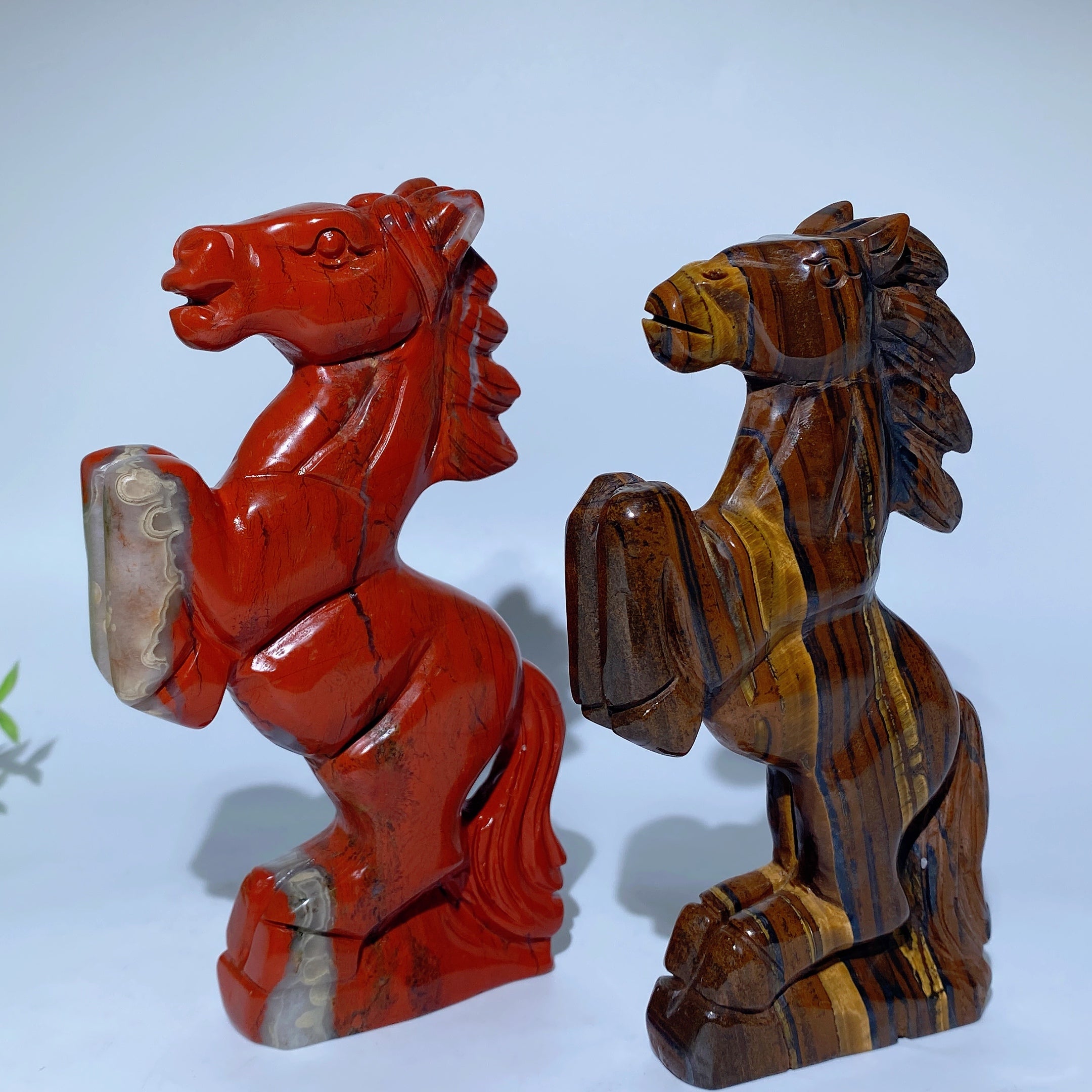 6" Red Jasper & Yellow Tiger Eye Horse Crystal Animals