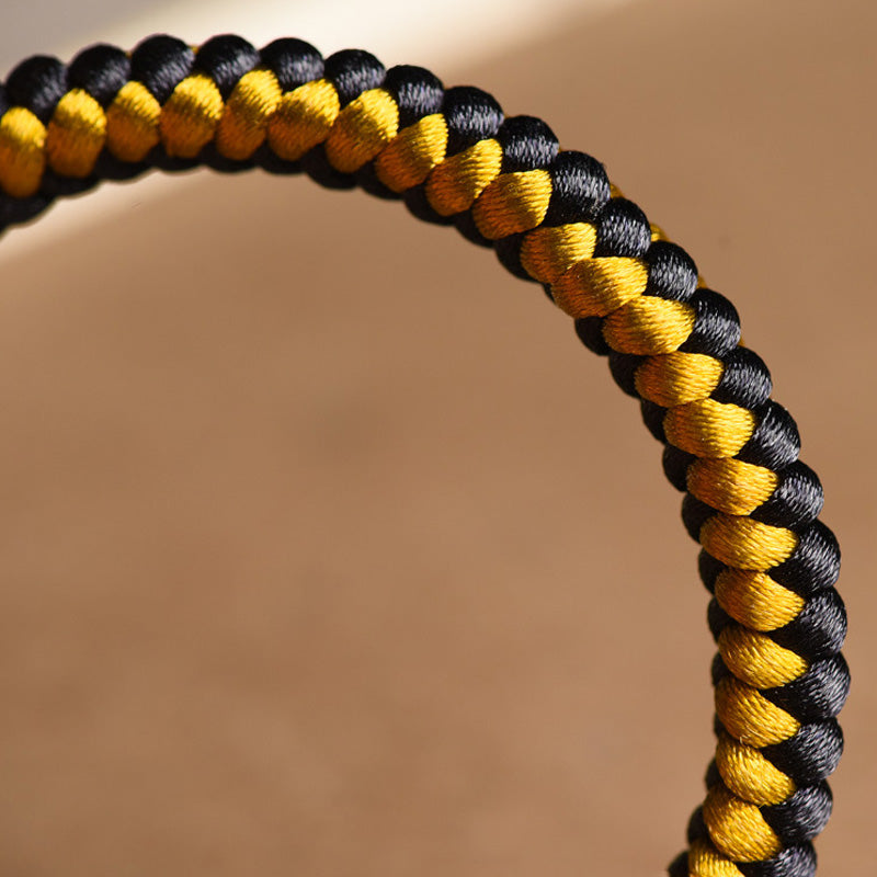 Om Mani Padme Hum Tibetan Black Gold Rope Bracelet