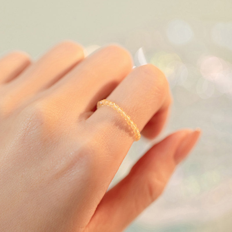Natural Citrine Gold Ring Prosperity & Happiness 14k Plated