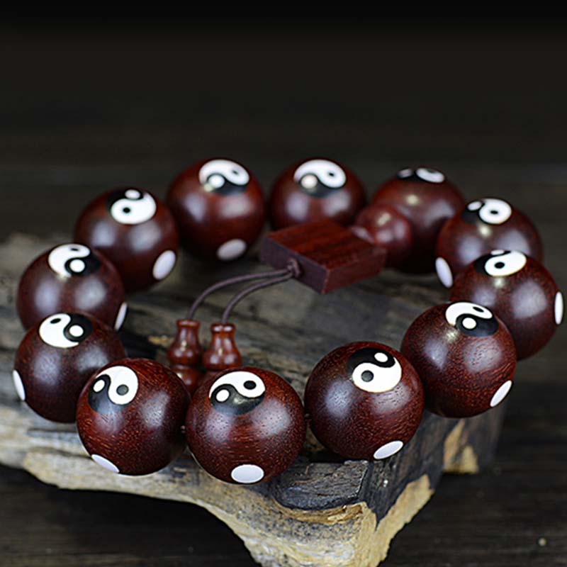 Small Leaf Red Sandalwood Yin Yang Bracelet 20mm