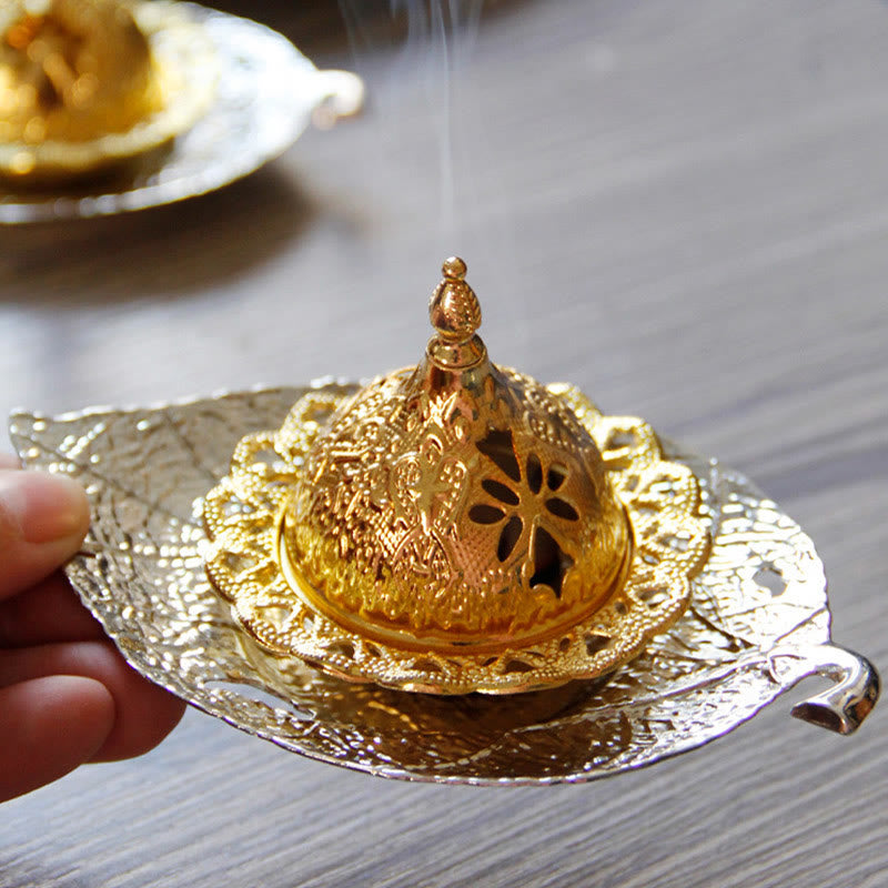 Tibetan Gold Leaf Incense Burner | Mini Meditation Coaster