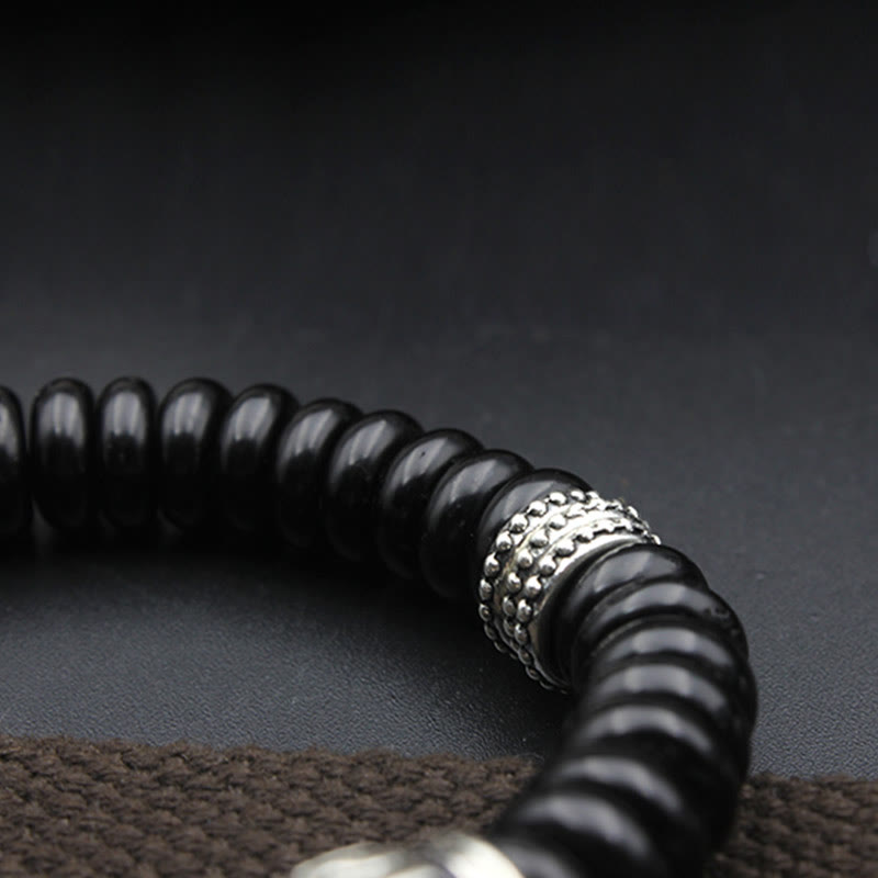 Tibetan Coconut Shell Om Mani Padme Hum Bracelet 14-16cm